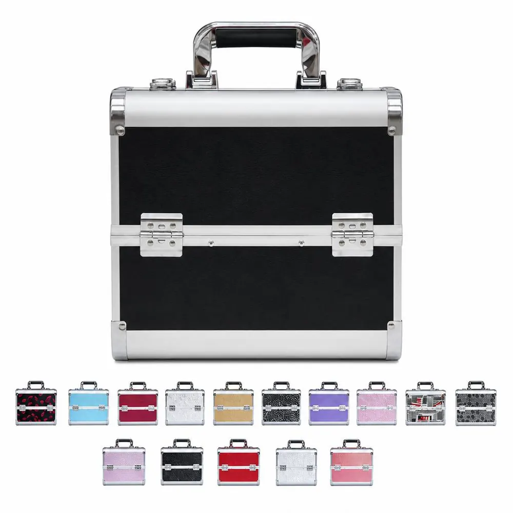 Portable 4-Layer Makeup Train Case with Dividers 2