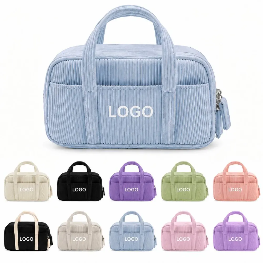 Corduroy Zipper Pencil Pouch for Stationery Storage