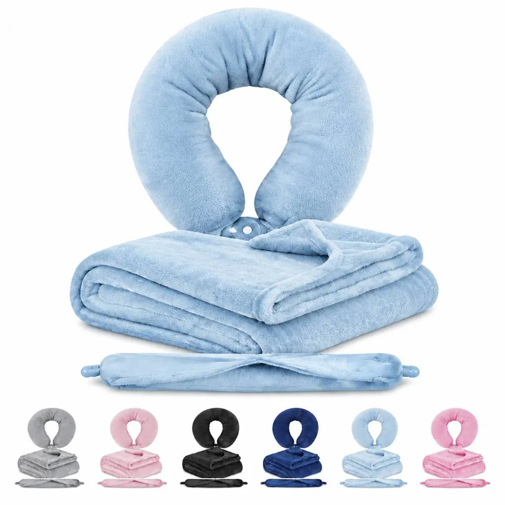 Neck Pillow and Blanket Set for Travel and Office Rest 2