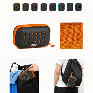 Microfiber Cooling Towel with Carry Pouch for Quick Relief