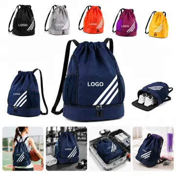 Sports Drawstring Backpack with Shoe Compartment