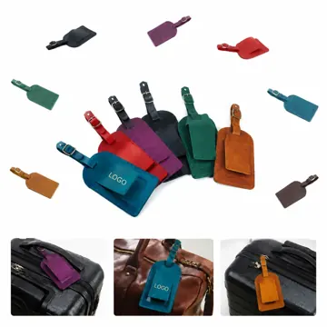 Vintage Genuine Leather Luggage Tag with ID Window