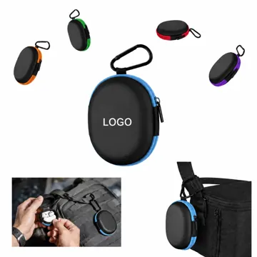 PU Leather EVA Pouch with Carabiner for Travel & Daily Use