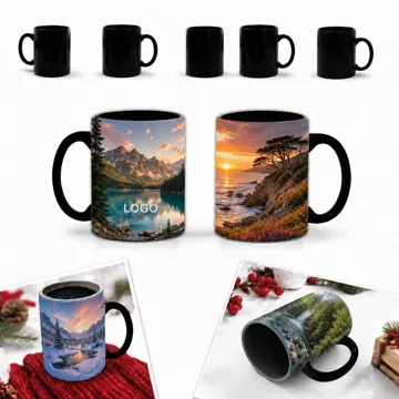 Color Changing Heat Reactive Ceramic Coffee Mug with Hidden