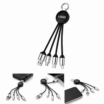LED Logo 3-in-1 Charging Cable with Keychain