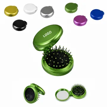 Travel Pop-Up Styling Brush with Mirror, Compact Grooming