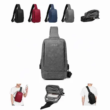 Adjustable Oxford Crossbody Sling Bag with USB Port