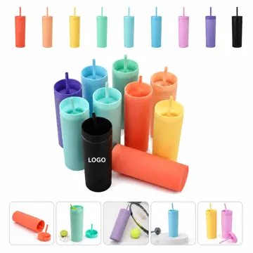 16 oz Double Wall Acrylic Straw Tumbler with Lid
