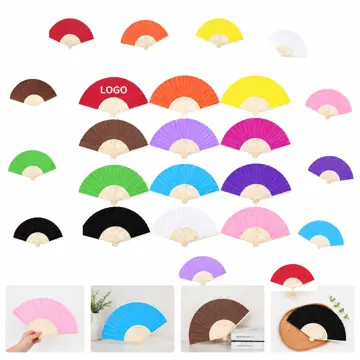 Custom Bamboo Paper Folding Fan with Natural Handle