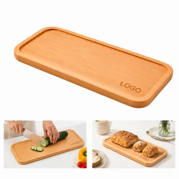 Natural Bamboo Serving Tray with Raised Edges for Kitchen