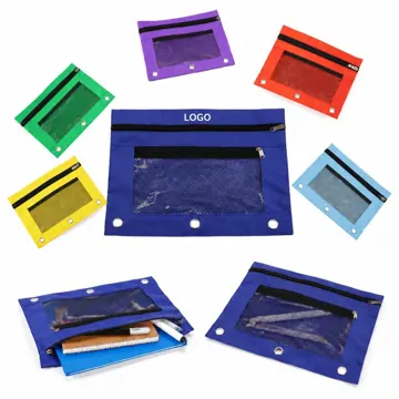Clear Window Hole Zippered Pencil Pouch for School Office