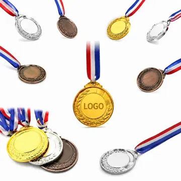 Zinc Alloy Winner Medals with Enamel Coating, Ribbon