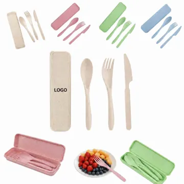 Eco Wheat Straw Cutlery Set Portable Reusable Fork Spoon