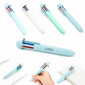 6 Color Retractable Ballpoint Pen, Multicolor Ink