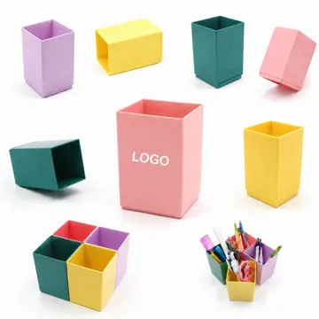 Minimalist Square Plastic Pen Holder for Desk Organization