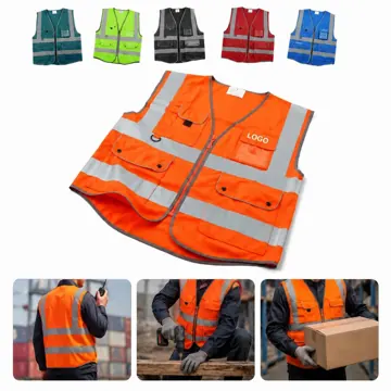 Polyester Reflective Safety Vest with Pockets Double Band