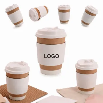 Customizable Paper Cup with Insulated Sleeve and Lid