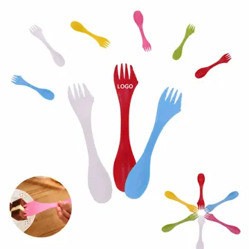 Dual-End Plastic Spoon Fork for Eating and Stirring