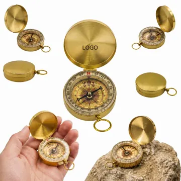 Polished Brass Pocket Compass with Flip Lid for Outdoor