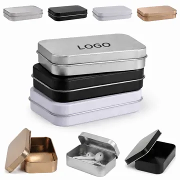 Metal Hinged Tin Box Container for Jewelry Storage