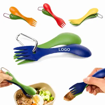 Portable Spork Set with Carabiner for Outdoor Dining
