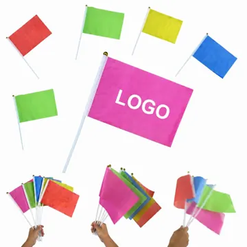 Handheld Mini Celebration Flags with Gold Finial, 5 Solid
