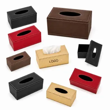 PU Leather Tissue Box Holder with Top Opening Design