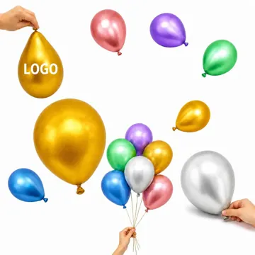 Metallic Chrome Latex Balloons 13in Party Decor, 6 Colors