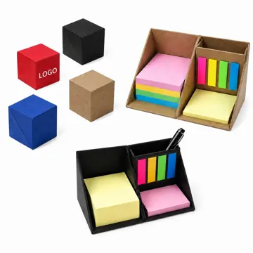 Sticky Note Cube with Built-in Pen Slot for Desk