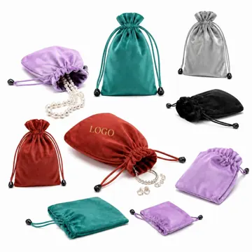Soft Velvet Drawstring Pouch for Jewelry and Cards Storage