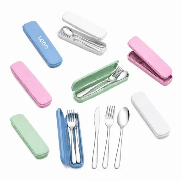 Portable 3-Piece Stainless Steel Cutlery Set with Case