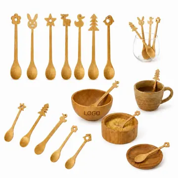 Cartoon Animal Wooden Coffee Spoons, Handcrafted