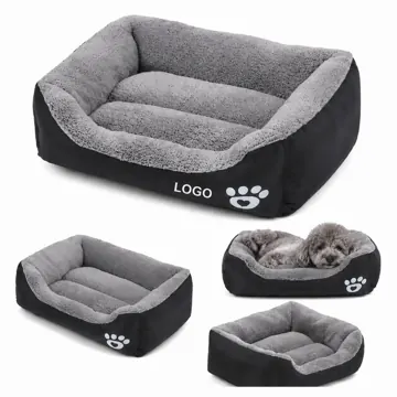 Oxford Plush Pet Bed with Raised Edge for Cats & Small Dogs