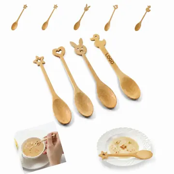 Bamboo Cartoon Dessert Spoon for Ice Cream and Sweet Treats