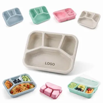 Eco Wheat Straw Lunch Box with Leak-Proof Lid, Microwave
