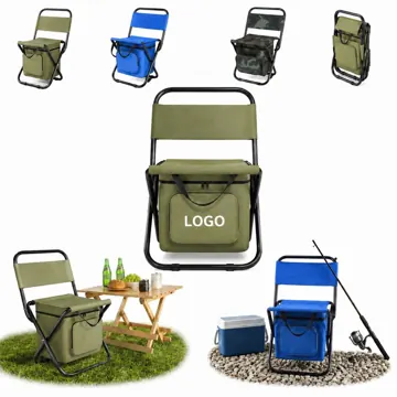 Foldable Fishing Chair with Cooler, Portable Camping Seat