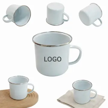 12oz Enamel Camping Mug, Durable Steel Outdoor Coffee Cup