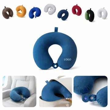 Soft Velvet U-Shaped Travel Pillow with Carry Handle