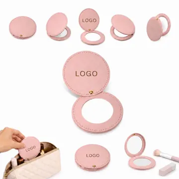 Mini PU Round Makeup Mirror Portable Travel Compact