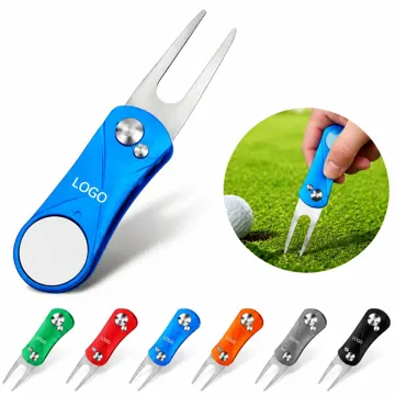 Magnetic Foldable Aluminum Divot Tool for Golf Greens