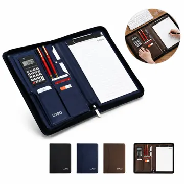 PU Leather A4 Zipper File Folder Portfolio Organizer