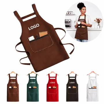 Zippered Cross-Back Polyester Apron for Restaurant Kitchen
