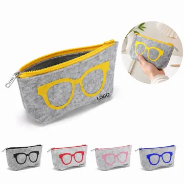Soft Felt Eyeglass Pouch with Secure Closure for Travel