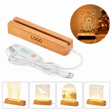 LED Lighted Wooden Base Decorative Glowing Display Stand