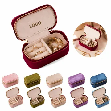 Velvet Mini Jewelry Travel Case with Soft Padded
