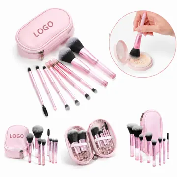 Travel Makeup Brush Set with Zipper Case, 12 Pieces