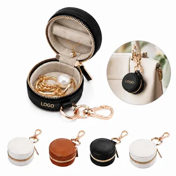 Mini PU Leather Travel Jewelry Case with Ring Holder