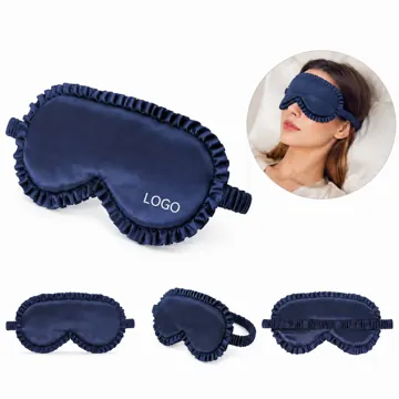 Satin Sleep Eye Mask with Ruffle Trim, Adjustable Light