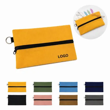 Canvas Zipper Cosmetic Bag with Durable Closure for Travel