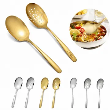 304 Stainless Steel Slotted Spoon with Mirror Finish
